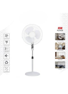 LC 3-Blade Pedestal Fan 45W For Office Home etc White  - Image 2