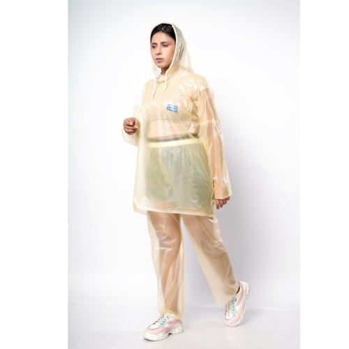 VG TARP Rain Coat for Men & Women Waterproof With Adjustable Hood Along Waterproof Rainwear Suit With Pvc Jacket, Pants and Waterproof Drawstring | FREE SIZE | Yellow - Image 3