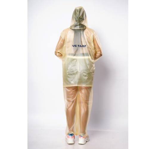 VG TARP Rain Coat for Men & Women Waterproof With Adjustable Hood Along Waterproof Rainwear Suit With Pvc Jacket, Pants and Waterproof Drawstring | FREE SIZE | Yellow - Image 5