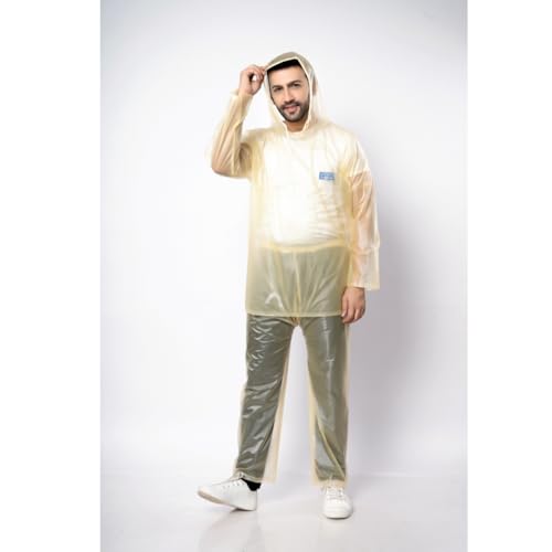 VG TARP Rain Coat for Men & Women Waterproof With Adjustable Hood Along Waterproof Rainwear Suit With Pvc Jacket, Pants and Waterproof Drawstring | FREE SIZE | Yellow - Image 4