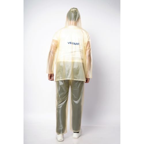 VG TARP Rain Coat for Men & Women Waterproof With Adjustable Hood Along Waterproof Rainwear Suit With Pvc Jacket, Pants and Waterproof Drawstring | FREE SIZE | Yellow - Image 2