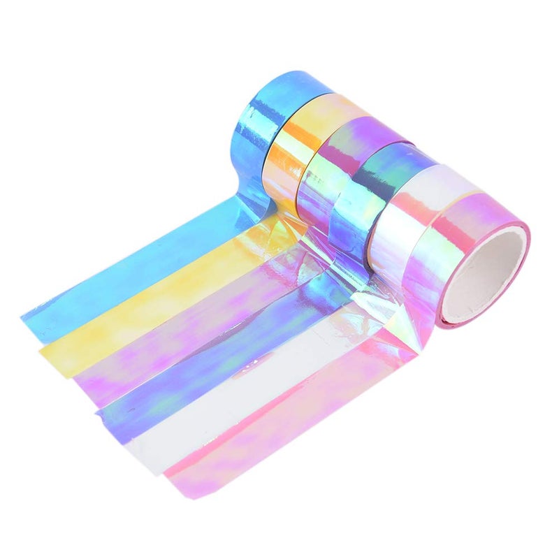 Warmshine 6 Rolls Rhythmic Gymnastics Decoration Holographic Prismatic Glitter Tape Hoops Sticker Color Waterproof Tape Sticker, Each 5M - Image 4