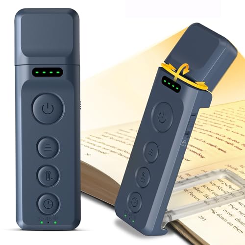 Glocusent Book Lights for Reading at Night, Rechargeable Book Light Clip on - 3 Colors & 5 Brightness, Reading Lights for Books in Bed with Sleep Aid & Timer, Travel Lock, Perfect for Bookworms, Kids - Image 1