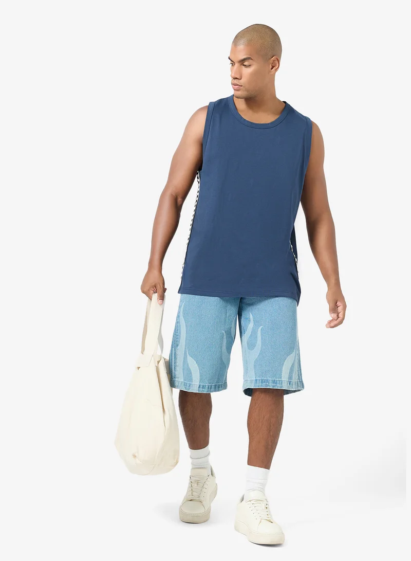 Seventy Five Tank Top With Taping On Side