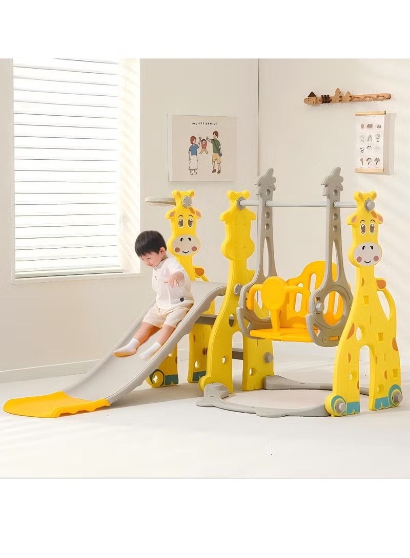 Toddler Slide and Swing Set for Kids Age 2 3 4 5 6 7 8 9, 4 in 1 Baby Slide Set for Toddler Slide, Swing, Basketball, Climb Slide Set for Kids Outdoor Indoor 3+ Year Old, Home Toy Game for Boys and Girls - Image 1