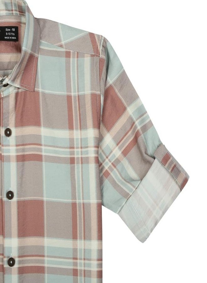 CAVIO Boys Cotton Full Sleeves Printed Casual Shirt Rust - Image 4