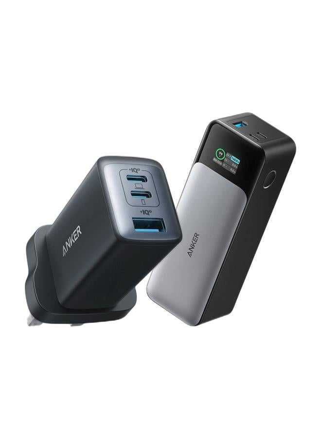 Anker USB C Charger, 735 Charger (Nano II 65W), PPS 3-Port Fast Compact USB C Charger for MacBook Pro/Air, iPad Pro, Galaxy S24/S23, Dell XPS 13, iPhone 17/16/15, Huawei, Xiaomi, Redmi, Vivo, Oppo & 737 Power Bank (PowerCore 24K), 24,000mAh 3-Port Portable Charger with 140W Output, Smart Digital Display, Compatible with MacBook Pro/ Air, iPhone 17/16 Series, Samsung, Huaiwei, DellBundle - Image 1