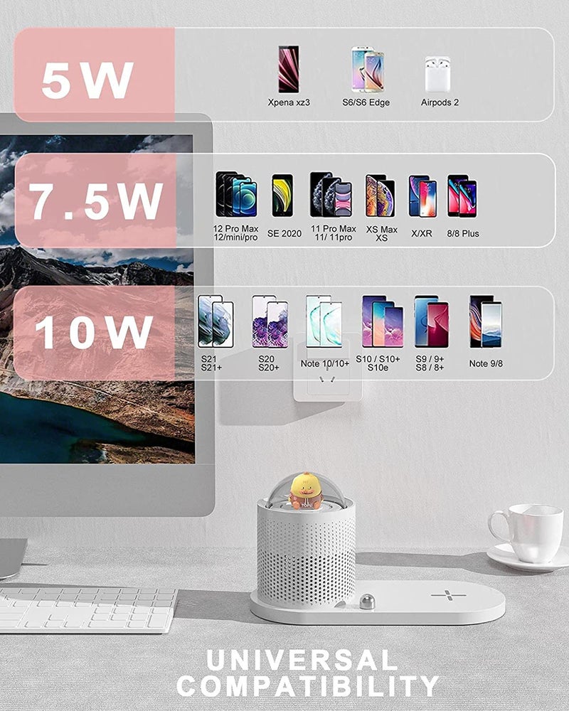 Ostin Mini Cute LED Desk Lamp with USB Cable Charging with Wireless Charger 3 Light Modes Sensitive Control Lamp 10W Wireless Fast Charging Pad 3 Brightness Levels Bedside Lamp - Image 5