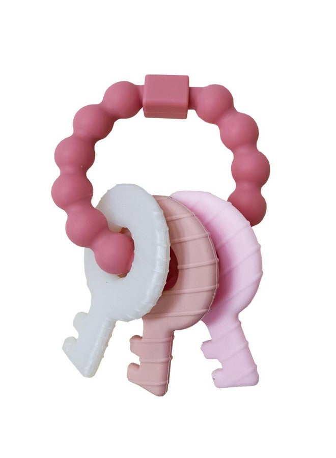 Intatikoo Baby Teething Keys Toys 3 to 12 Months,Infants Toddler Sensory Chew Toys,Teether Toys for Baby Girl-Soft & Raised Texture to Soothe Gums,BPA Free (Pink) - Image 1
