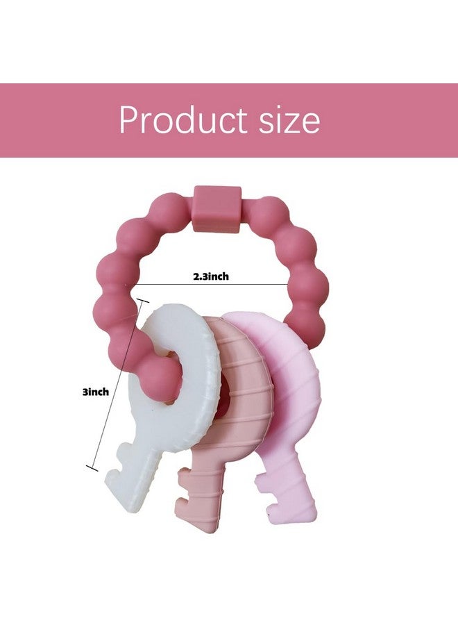 Intatikoo Baby Teething Keys Toys 3 to 12 Months,Infants Toddler Sensory Chew Toys,Teether Toys for Baby Girl-Soft & Raised Texture to Soothe Gums,BPA Free (Pink) - Image 2