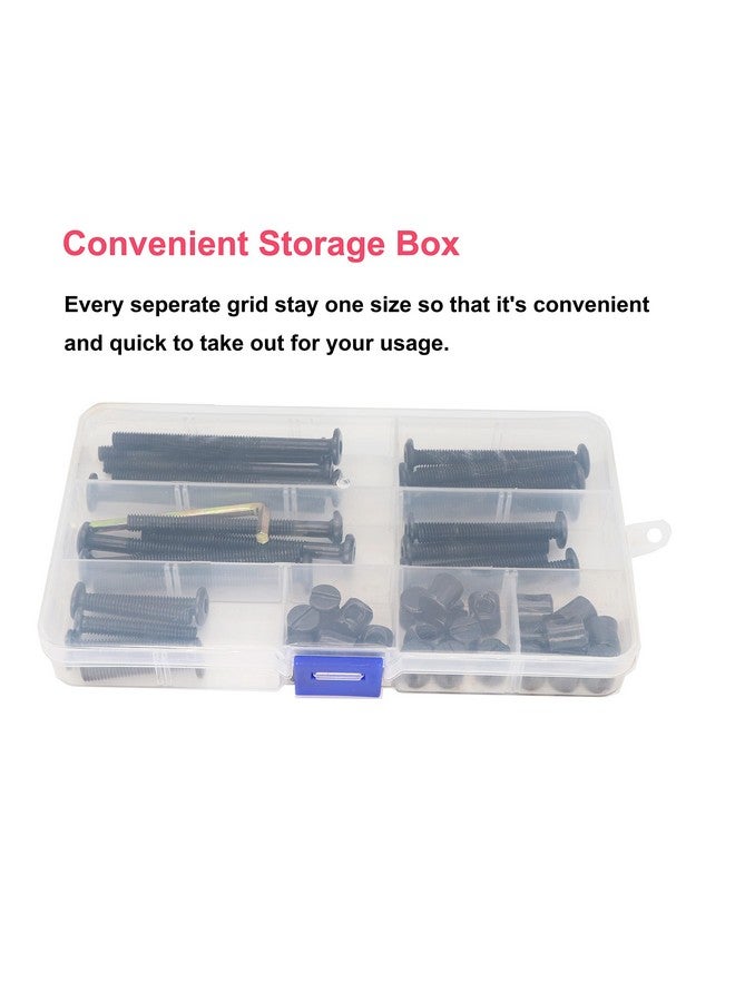 cSeao Black Baby Bed Crib Screws Replacement Parts,50pcs M6 Hex Drive Socket Cap Barrel Nuts Assortment Kit for Baby Bed Cribs Furniture, M6x40/50/60/70/80mm - Image 4