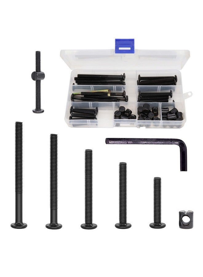 cSeao Black Baby Bed Crib Screws Replacement Parts,50pcs M6 Hex Drive Socket Cap Barrel Nuts Assortment Kit for Baby Bed Cribs Furniture, M6x40/50/60/70/80mm - Image 1