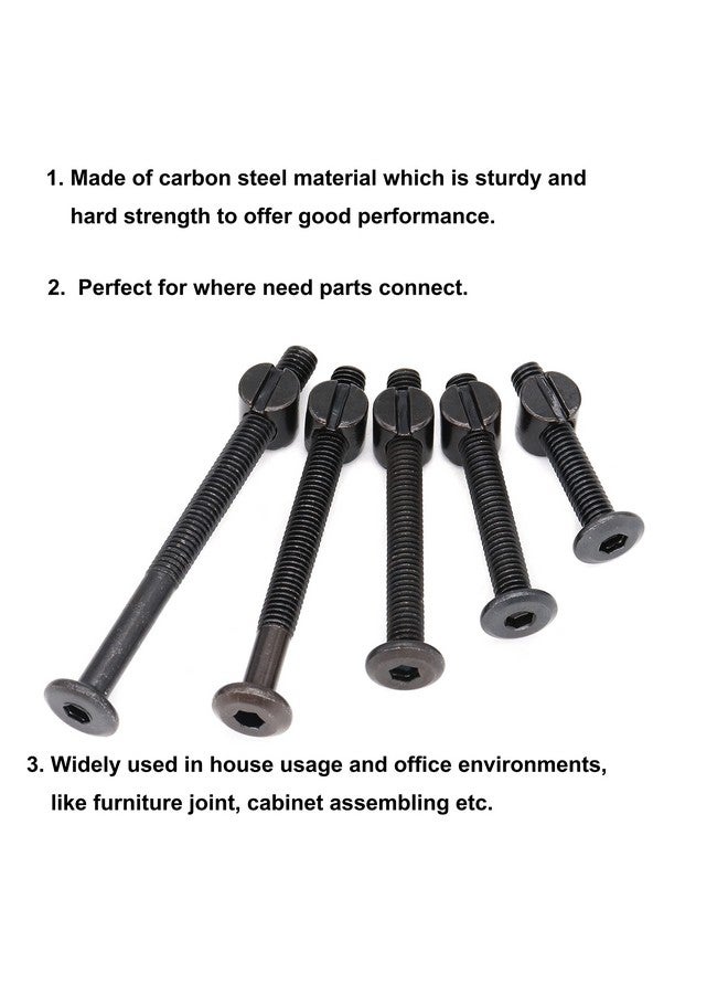 cSeao Black Baby Bed Crib Screws Replacement Parts,50pcs M6 Hex Drive Socket Cap Barrel Nuts Assortment Kit for Baby Bed Cribs Furniture, M6x40/50/60/70/80mm - Image 2
