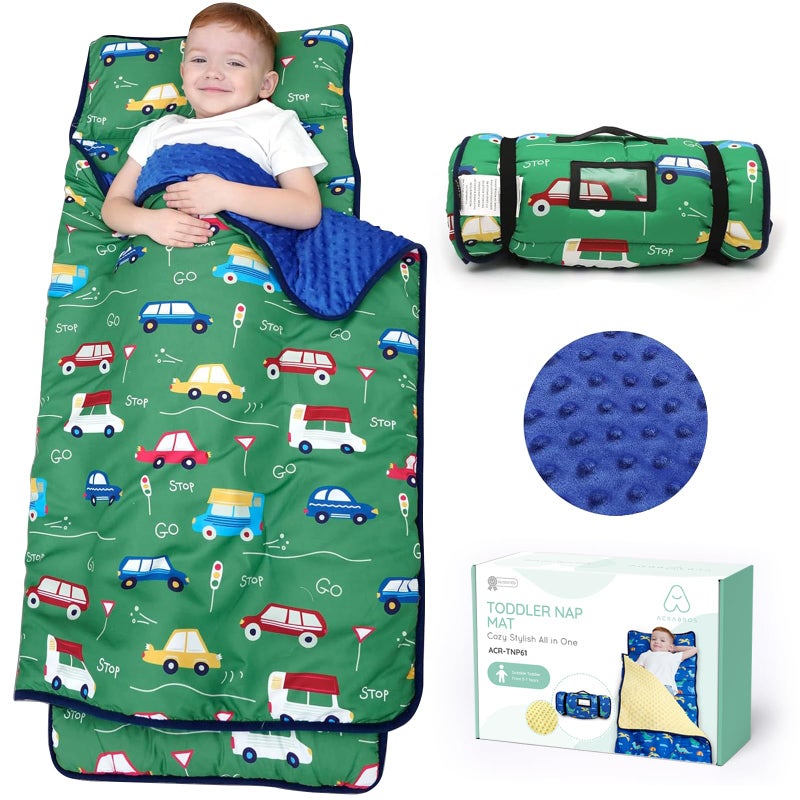 ACRABROS Toddler Nap Mat with Pillow and Blanket, Extra Large Rolled Napping Mats,Slumber Bags for Boys Girls,Kids Sleeping Bag for Daycare, Preschool Travel Camping,Car - Image 1