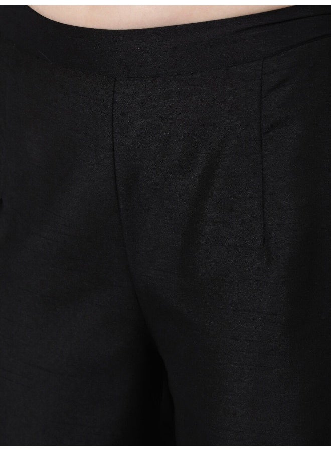 AKS Black & Gold Foil Printed A-Line Kurta With Sharara Set - Image 3