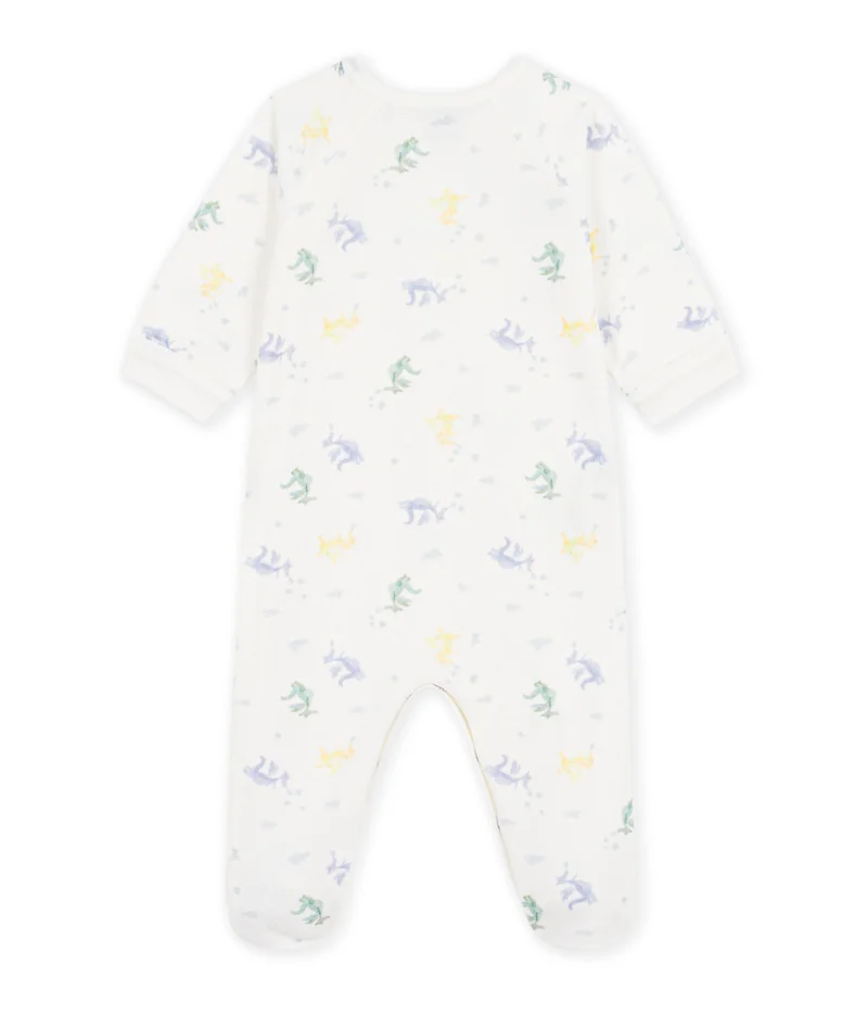 Petit Bateau Babies' Velour Pyjama Suit Printed With Dragons