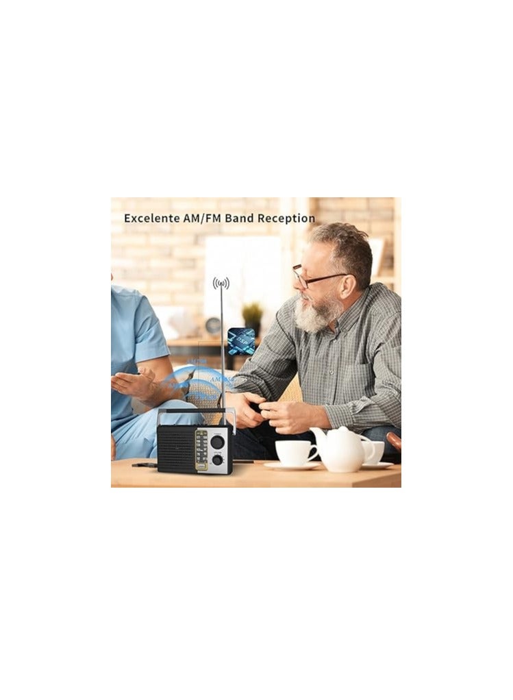 راديو محمول FM AM SW ريترو مطبخ ستيريو مزود طاقة متعدد صوت وظيفي قوي راديو بلوتوث يدعم بطاقة TF تشغيل مكبر صوت قرص USB للأماكن الخارجية والداخلية - Image 2