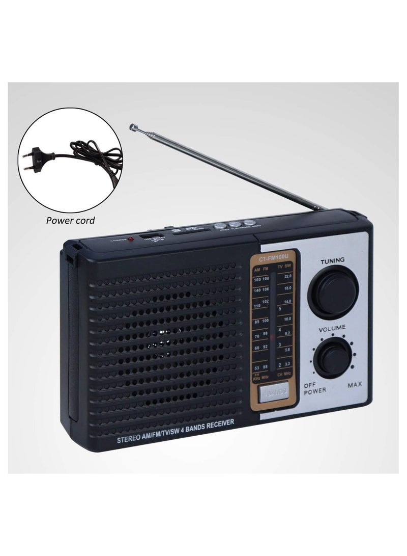 راديو محمول FM AM SW ريترو مطبخ ستيريو مزود طاقة متعدد صوت وظيفي قوي راديو بلوتوث يدعم بطاقة TF تشغيل مكبر صوت قرص USB للأماكن الخارجية والداخلية - Image 4