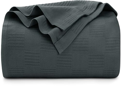 Utopia Bedding Smoke Gray 100% Cotton Blanket [Queen Size - 90x90 Inch] 350GSM Lightweight, Soft and Breathable Thermal Blanket for All Seasons - Image 1