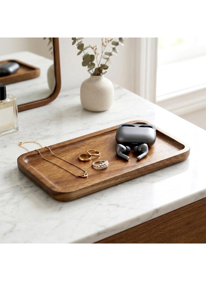 Bathroom Vanity Tray, Acacia Wood Soap Dispenser Tray, Toilet Tank Tray, Kitchen Tray, Comestic Holder Bathtub Organizer, Home Decor Ideal for Jewelry, Cosmetics, and Small Items - Image 4