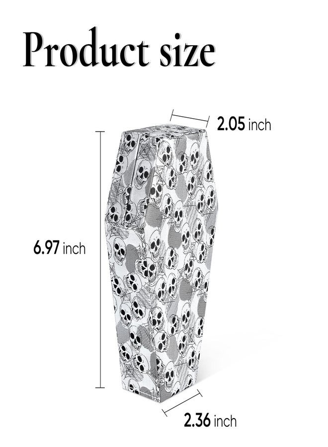 King Will Mens Ring Box Organization Coffin Shape Jewelry Boxes for Rings Premium Velvet Storage Case Unisex Two Tone Vintage Durable Lightweight Portable for Home Travel Luxury Gift, Skull Patterns - Image 3