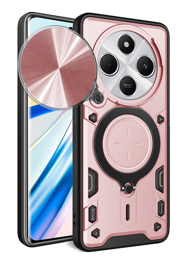 Case for Xiaomi Redmi 14C 4G / Poco C75 with Sliding Camera Cover, Kickstand, PC+TPU Dual-Layer,Rose Gold - Image 1