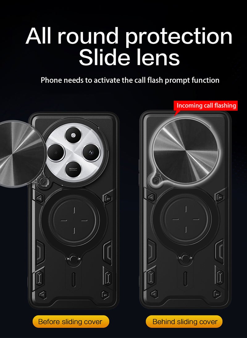 Case for Xiaomi Redmi 14C 4G / Poco C75 with Sliding Camera Cover, Kickstand, PC+TPU Dual-Layer,Rose Gold - Image 3