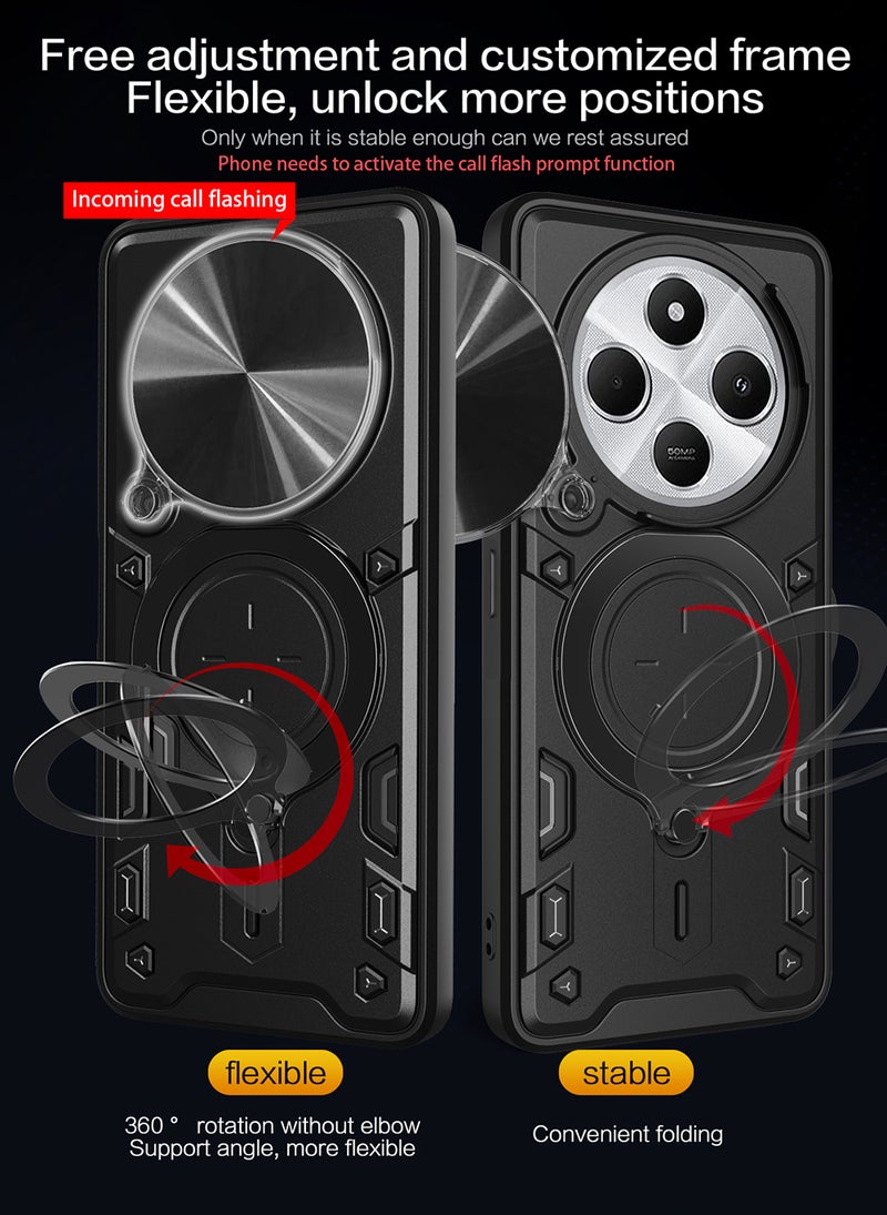 Case for Xiaomi Redmi 14C 4G / Poco C75 with Sliding Camera Cover, Kickstand, PC+TPU Dual-Layer,Rose Gold - Image 2