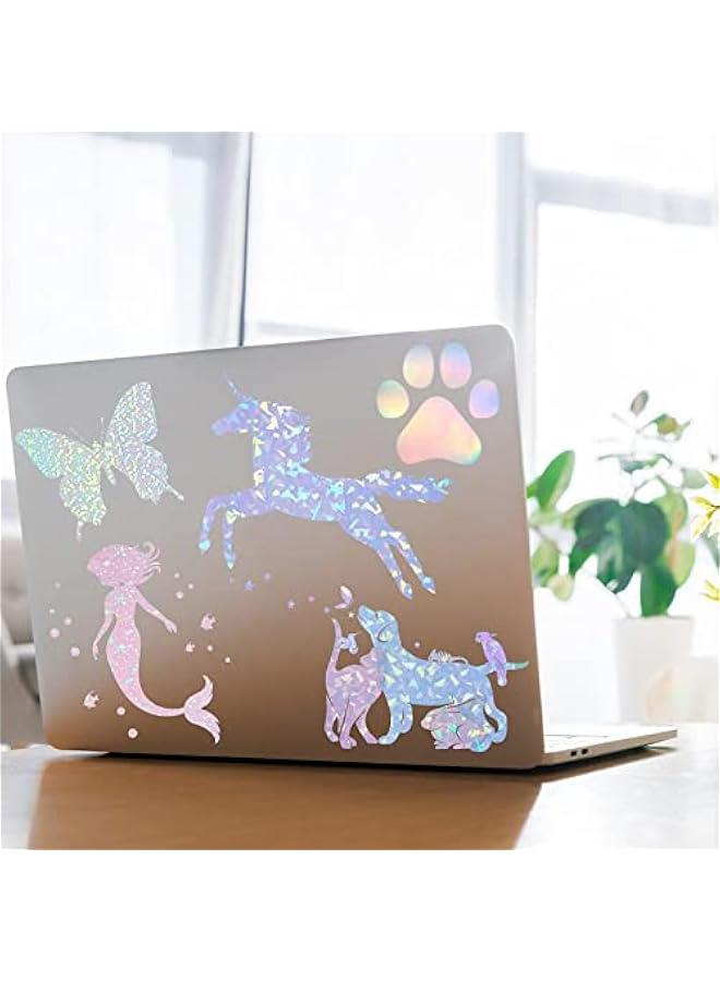 MOXO Holographic Sticker Paper, 36 Sheets A4 Vinyl Sticker Paper SelfAdhesive Waterproof Film with Gem Spot Rainbow Star Patterns, 11.7 x 8.3 Inch Gem, Dot, Colorful, Star - Image 5