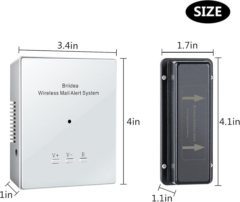 briidea Mailbox Alarm, 500ft Wireless Mailbox Alert with LED Light Flashing and Sound Reminders - Image 5