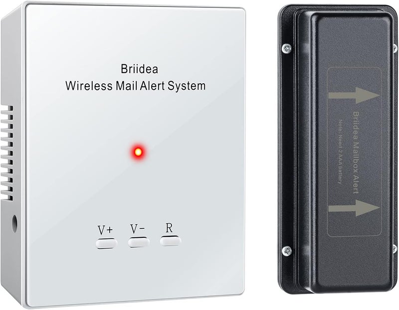 briidea Mailbox Alarm, 500ft Wireless Mailbox Alert with LED Light Flashing and Sound Reminders - Image 1