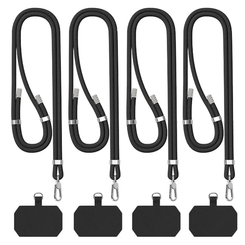 POHFP 4 Sets Black Cell Phone Lanyard Adjustable Crossbody Cell Phone Lanyard Adjustable Anti Theft Phone Strap Neck Lanyard for Keys ID Badges Phones Wallet etc No Phone Case - Image 1