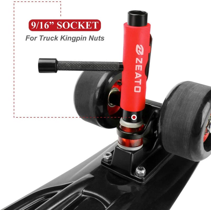 Zeato All-in-One Skate Tools Multi-Function Portable Skateboard T Tool Accessory with T-Type Allen Key and L-Type Phillips Head Wrench Screwdriver - Image 3