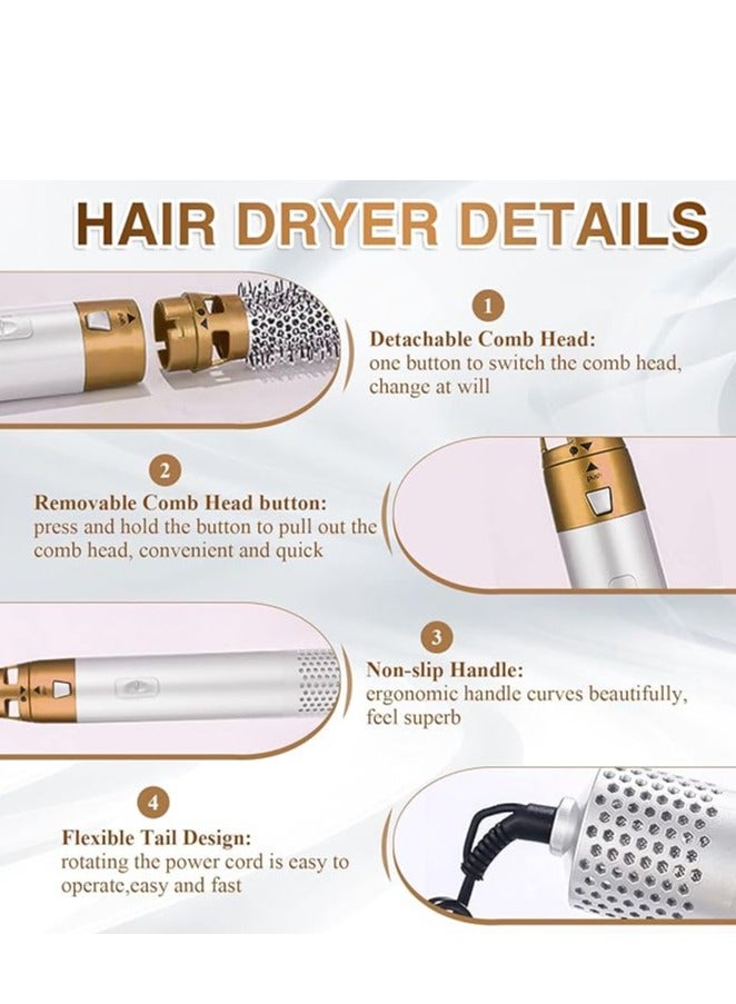 general 5 in 1 Hair Dryer, Hair Straightener Comb Curling Brush with 5 Interchangeable Barrels, Negative Ion Salon Styler Tools for Curling Drying Straightening Rotating Anti-scald (Gold) - Image 2