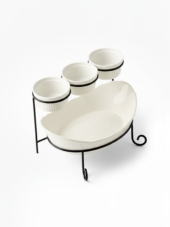 Shallow 4-Piece Porcelain Serving Set, 27cm - Image 4