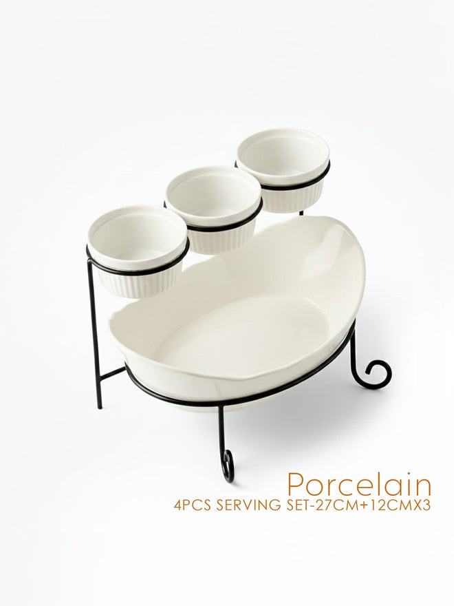 Shallow 4-Piece Porcelain Serving Set, 27cm - Image 5