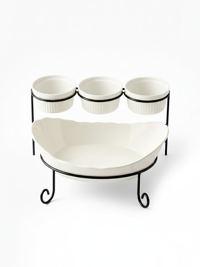 Shallow 4-Piece Porcelain Serving Set, 27cm - Image 3