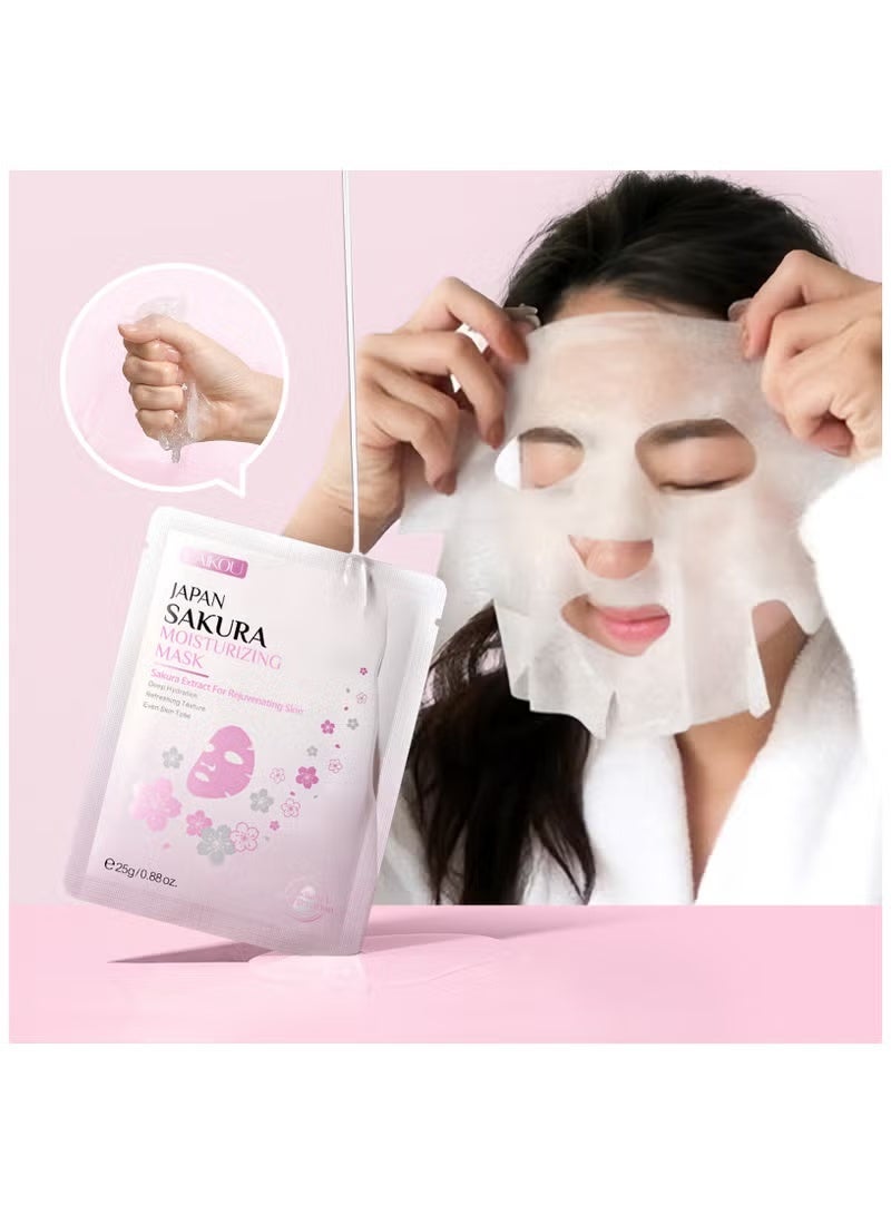 Laikou Japan Sakura Moisturizing Mask, Skin Renewal, Deep Moisturizing, Refreshing Texture, Fiber Rich Facial Mask - 25g - Image 2