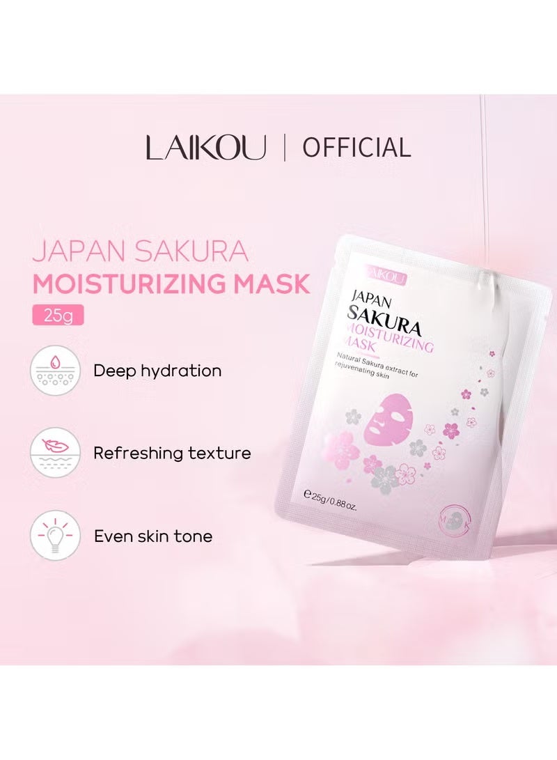 Laikou Japan Sakura Moisturizing Mask, Skin Renewal, Deep Moisturizing, Refreshing Texture, Fiber Rich Facial Mask - 25g - Image 5