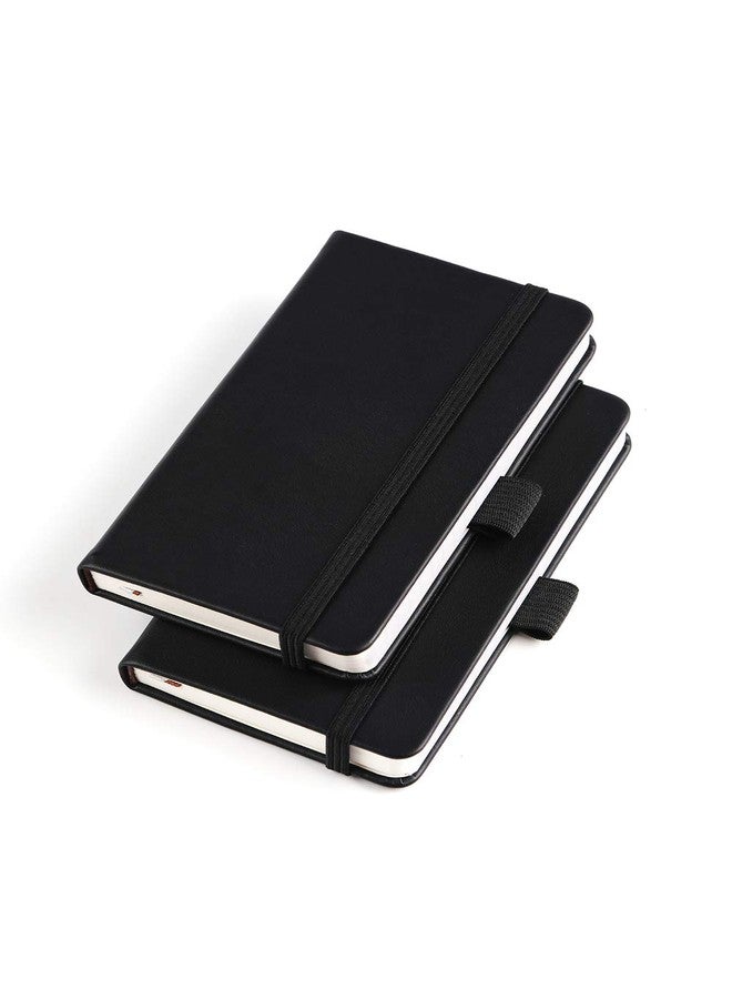 Vanpad Leather Cover Mini RuLED Lined Journal Small Hardcover Note Book with Pen Holder (3.5inx 5.5in, Black)- Pack of 2 - Image 1
