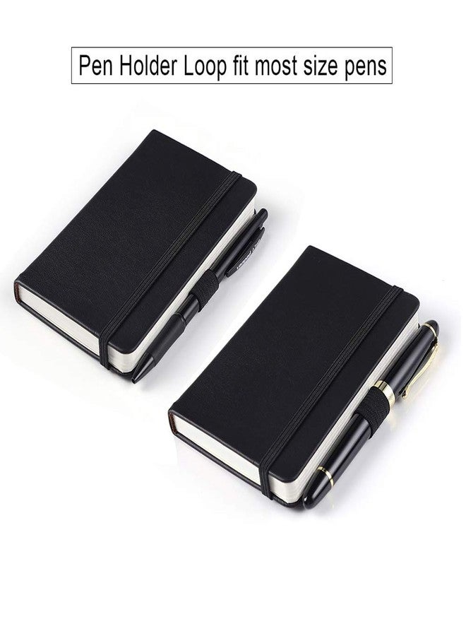 Vanpad Leather Cover Mini RuLED Lined Journal Small Hardcover Note Book with Pen Holder (3.5inx 5.5in, Black)- Pack of 2 - Image 3