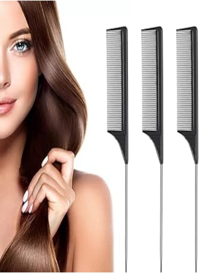 Niuta - Hair Comb, Professional Hairdressing Carbon Fibre Comb, Master Barber and Salon Comb, Anti Static, Heat Resistant, Strong & Durable, Medium and Fine Tooth in Black (3 Pack)-black - Image 1