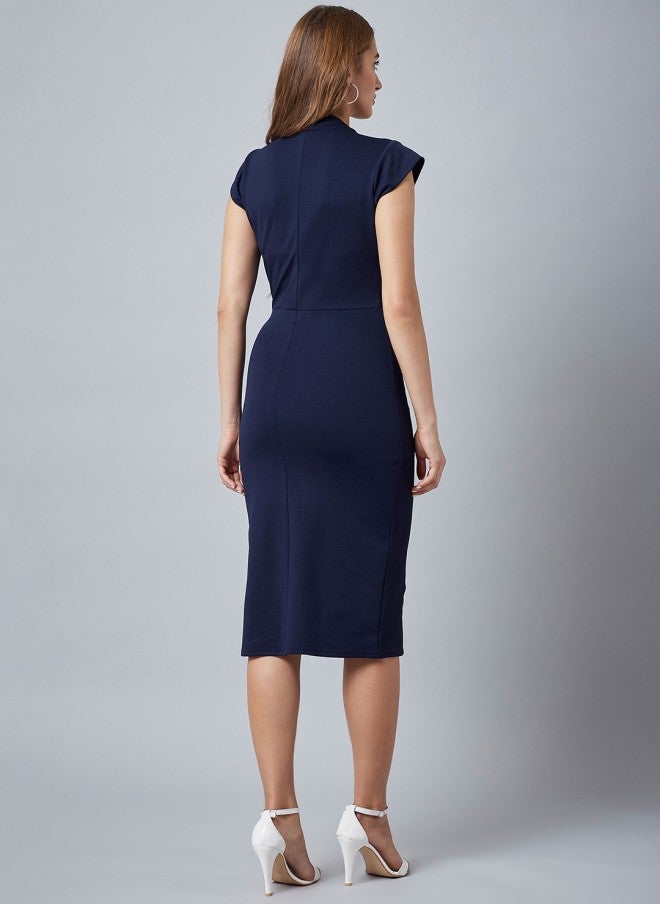 Athena فستان ضيق بلون أزرق بحري للنساء - Image 4