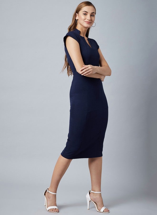 Athena فستان ضيق بلون أزرق بحري للنساء - Image 3