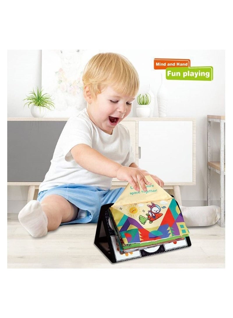 NIBEMINENT Baby Mirror Toys,High Contrast Black, White Color Developmental Sensory Perception Toy for Baby,Toys with Crinkle Cloth Book and Teethers, Crawling Activity Mat Floor - Image 1