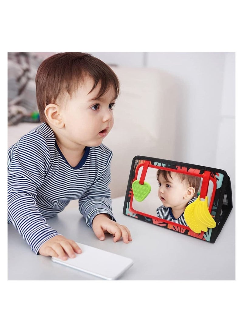 NIBEMINENT Baby Mirror Toys,High Contrast Black, White Color Developmental Sensory Perception Toy for Baby,Toys with Crinkle Cloth Book and Teethers, Crawling Activity Mat Floor - Image 4