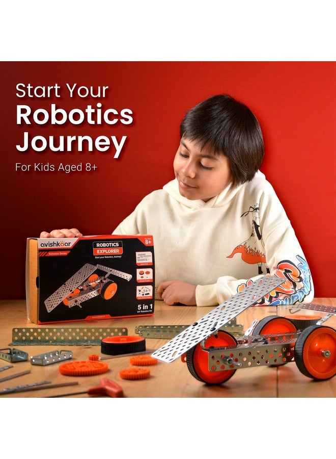 أفيشكار مجموعة مستكشف روبوتات أفيشكار، مجموعة روبوتات 5 في 1، للأطفال من سن 8 إلى 12 عامًا، تحتوي على أكثر من 100 قطعة، تعلم التصميم الميكانيكي والإبداع، مجموعة تعليمية، صنع في الهند، متعددة الألوان - Image 2