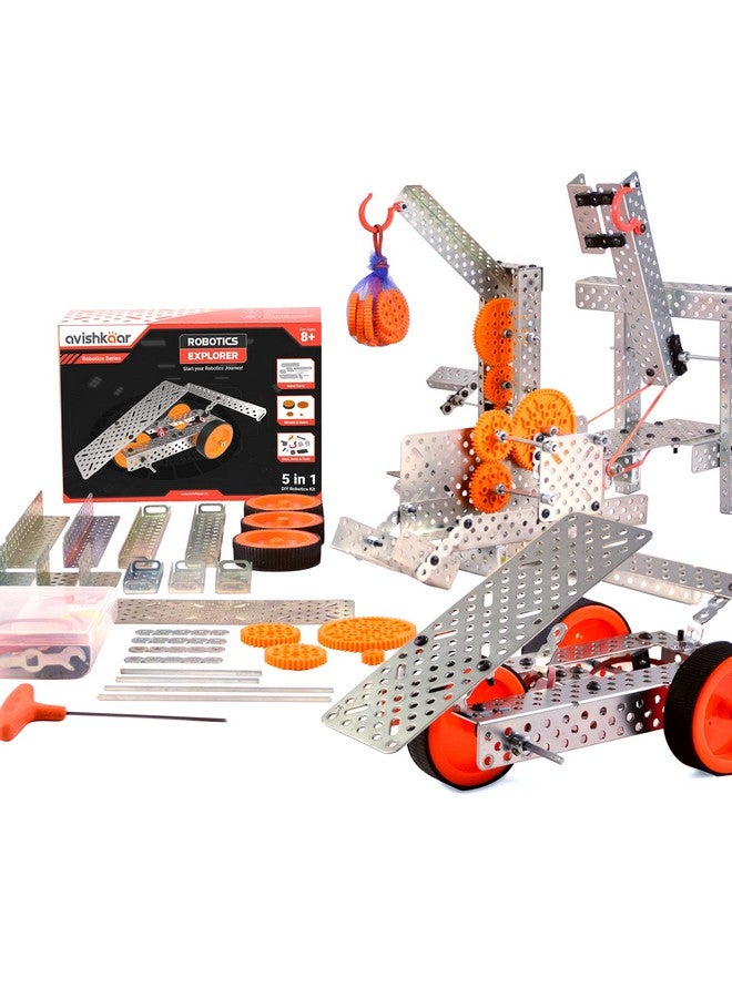 أفيشكار مجموعة مستكشف روبوتات أفيشكار، مجموعة روبوتات 5 في 1، للأطفال من سن 8 إلى 12 عامًا، تحتوي على أكثر من 100 قطعة، تعلم التصميم الميكانيكي والإبداع، مجموعة تعليمية، صنع في الهند، متعددة الألوان - Image 1