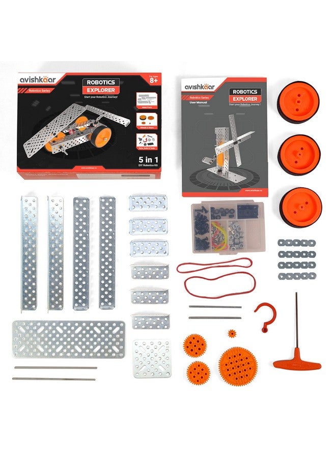 أفيشكار مجموعة مستكشف روبوتات أفيشكار، مجموعة روبوتات 5 في 1، للأطفال من سن 8 إلى 12 عامًا، تحتوي على أكثر من 100 قطعة، تعلم التصميم الميكانيكي والإبداع، مجموعة تعليمية، صنع في الهند، متعددة الألوان - Image 3