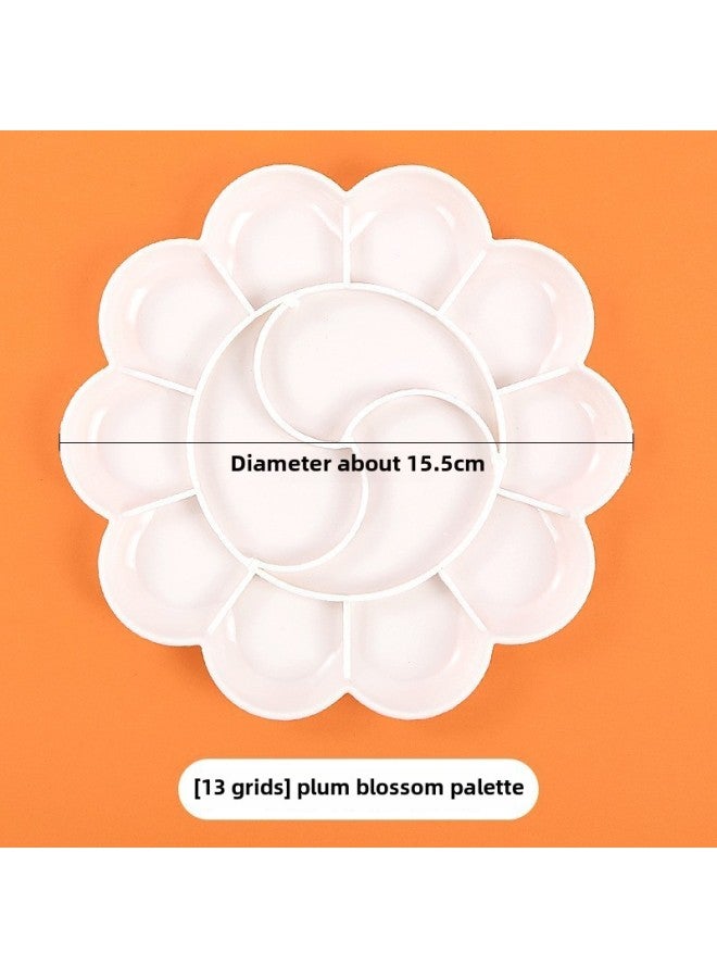 Wooden White Blank Hand Clapper Rattle Sand Hammer Percussion Instrument Children's Handmade DIY Painting Graffiti Coloring Material-Color:Plum Blossom Round Palette 1 - Image 1